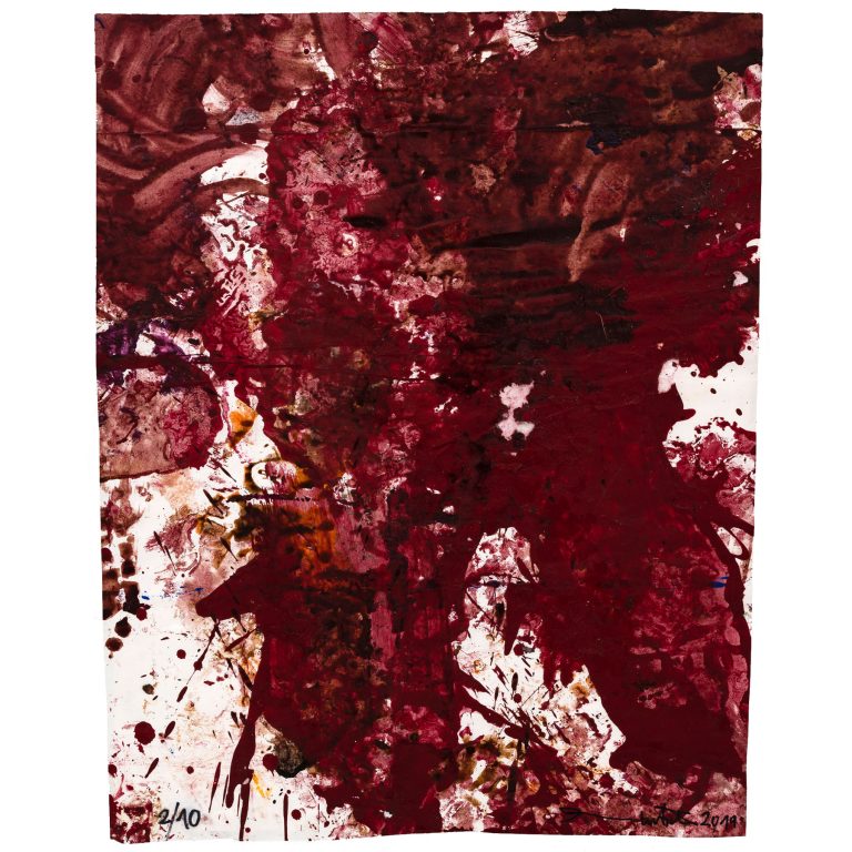 Hermann Nitsch Untitled 2019 serial unique acrylic on vellum paper signed and dated