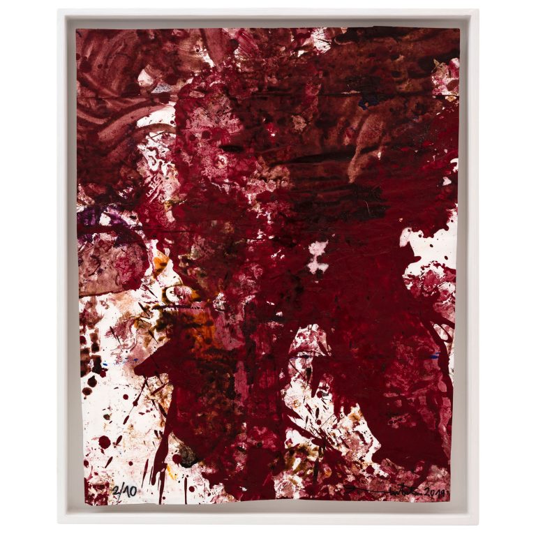 Hermann Nitsch Untitled 2019 serial unique acrylic on vellum paper signed and dated