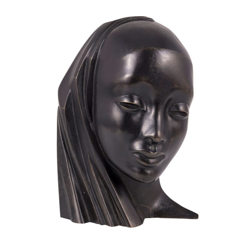 Female bust with veil Karl Hagenauer Werkstatte Hagenauer Vienna ca. 1950 bronze cast patinated marked