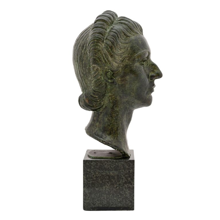 Frauenbüste "Seclin" Michael Powolny 1938 Bronzeguss Grüner Granit markiert