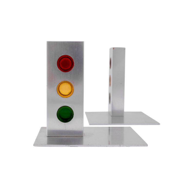 Pair of bookends Werkstatte Hagenauer Vienna ca. 1960 anodized aluminum polychrome acrylic glass marked