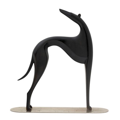 Greyhound Karl Hagenauer Werkstatte Hagenauer Vienna ca. 1930 carved ebonized wood nickel-plated brass marked