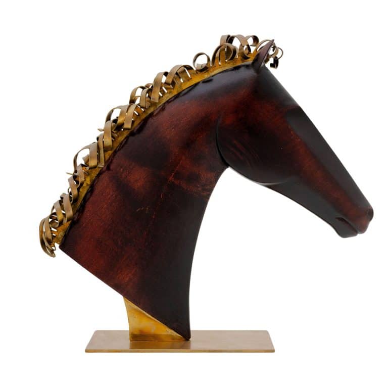 Horse head Franz Hagenauer ca. 1935 carved wood brass marked