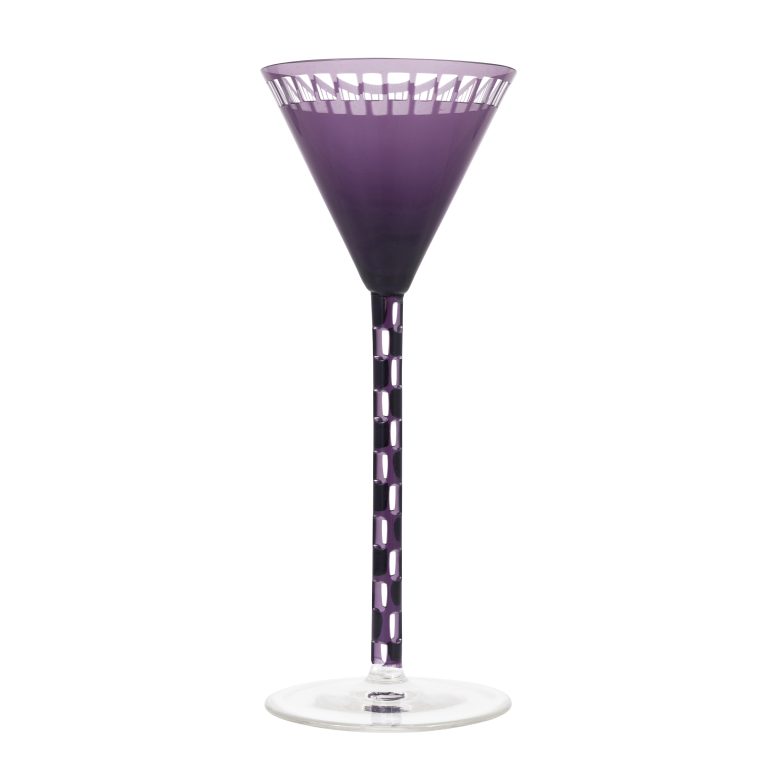 Violettes Weinglas konisch mit Schliffdekor Otto Prutscher Meyr's Neffe für E.Bakalowits Söhne Mod.Nr. I 198 um 1908