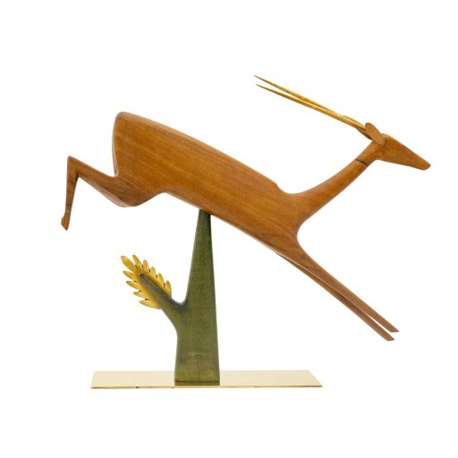 Springende Antilope Franz Hagenauer Werkstätte Hagenauer Wien um 1955 Holz geschnitzt Messing markiert