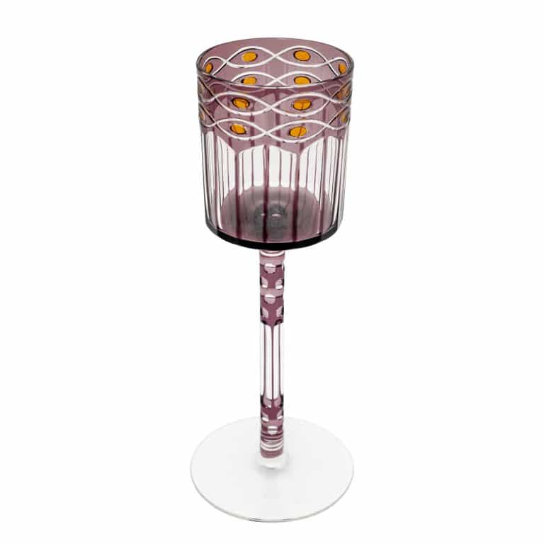 Wine glass with cut decor Otto Prutscher Meyr's Neffe ca. 1912 colored and cut glass