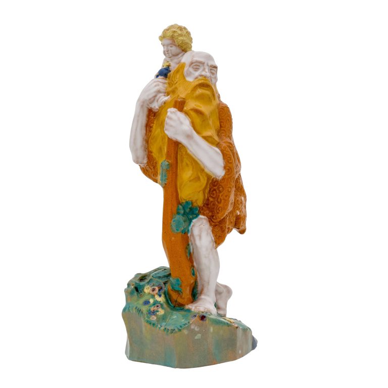 Statuette "Christophorus" Bertold Löffler und Anton Klieber Wiener Keramik um 1910 Keramik bunt glasiert markiert