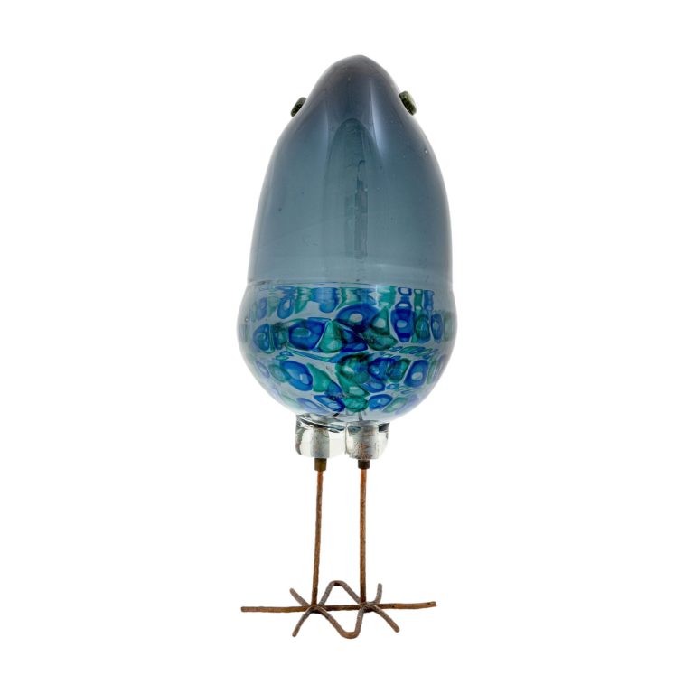 Pulcino blau Alessandro Pianon Vetreria Vistosi Murano um 1961 Glas und Kupferdraht