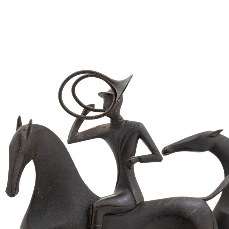 The Hunt equestrian sculpture Franz Hagenauer Werkstatte Hagenauer Vienna ca. 1937 brass patinated marked
