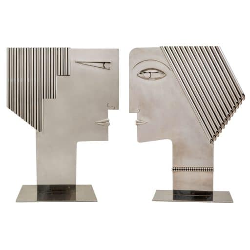 Two important profile heads Franz Hagenauer Werkstatte Hagenauer Vienna ca. 1970 nickel-plated brass marked