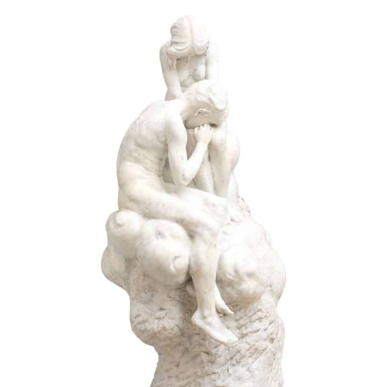 Monumentale Marmorskulptur "Liebe und Neid" Gustav Gurschner 1900 Marmor signiert