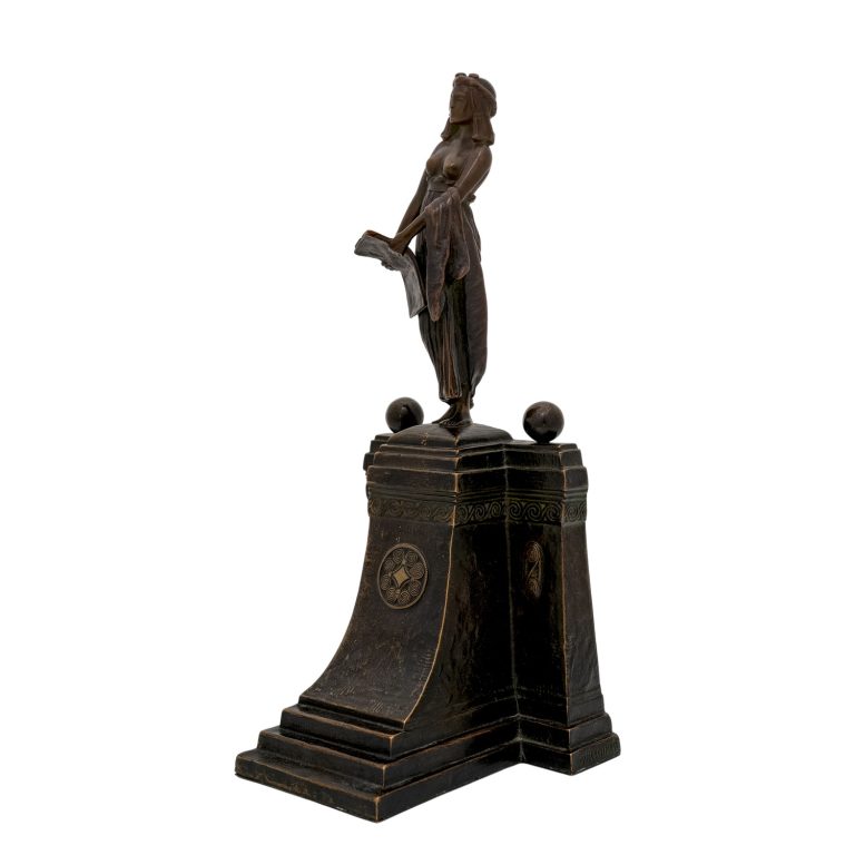 Bookend with the muse Clio Gustav Gurschner ca. 1907 signed