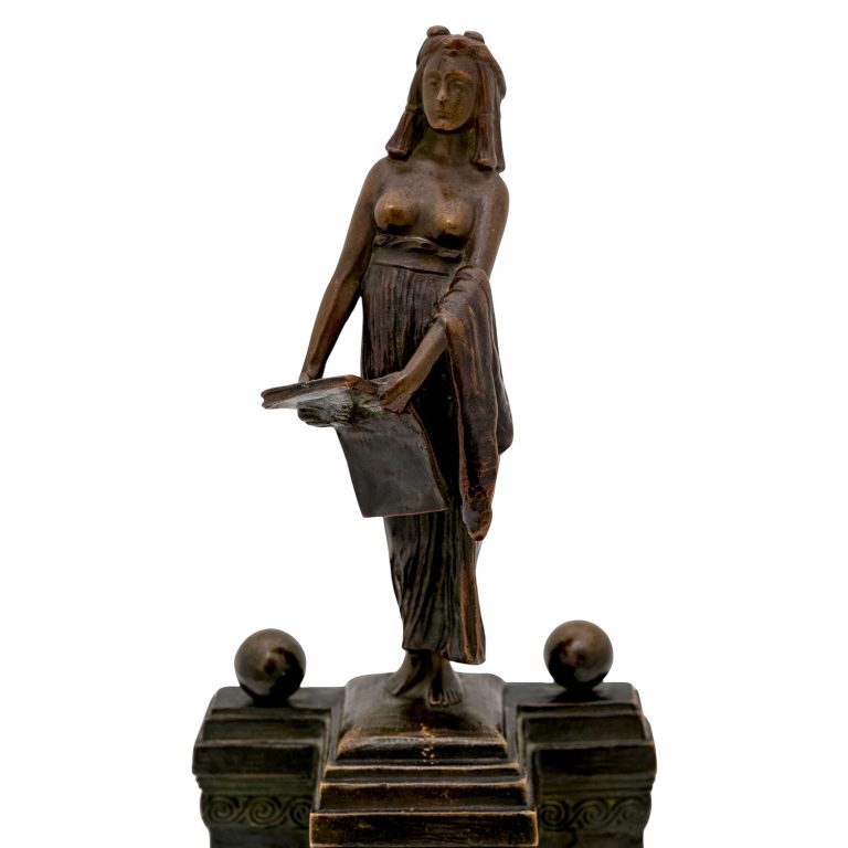 Bookend with the muse Clio Gustav Gurschner ca. 1907 signed