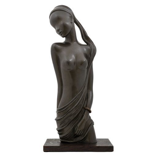 Semi-nude African woman Werkstatte Hagenauer Vienna ca. 1950 patinated brass marked