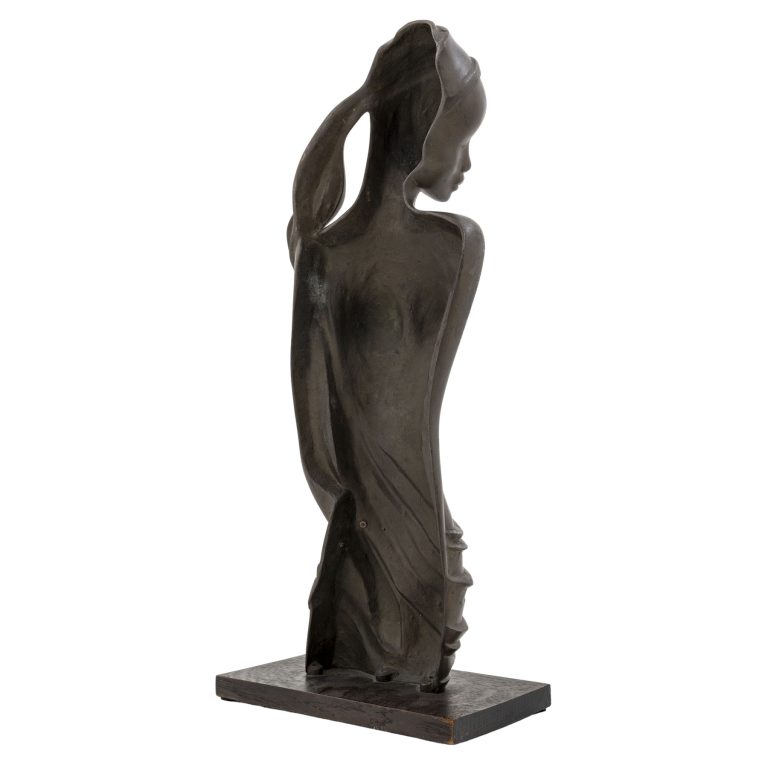 Semi-nude African woman Werkstatte Hagenauer Vienna ca. 1950 patinated brass marked