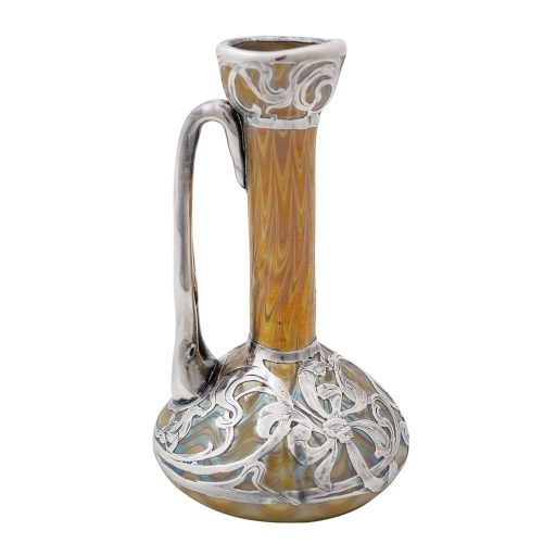 Kleine Henkelvase Johann Loetz Witwe Dekor Opal Phänomen Genre 6893 um 1900