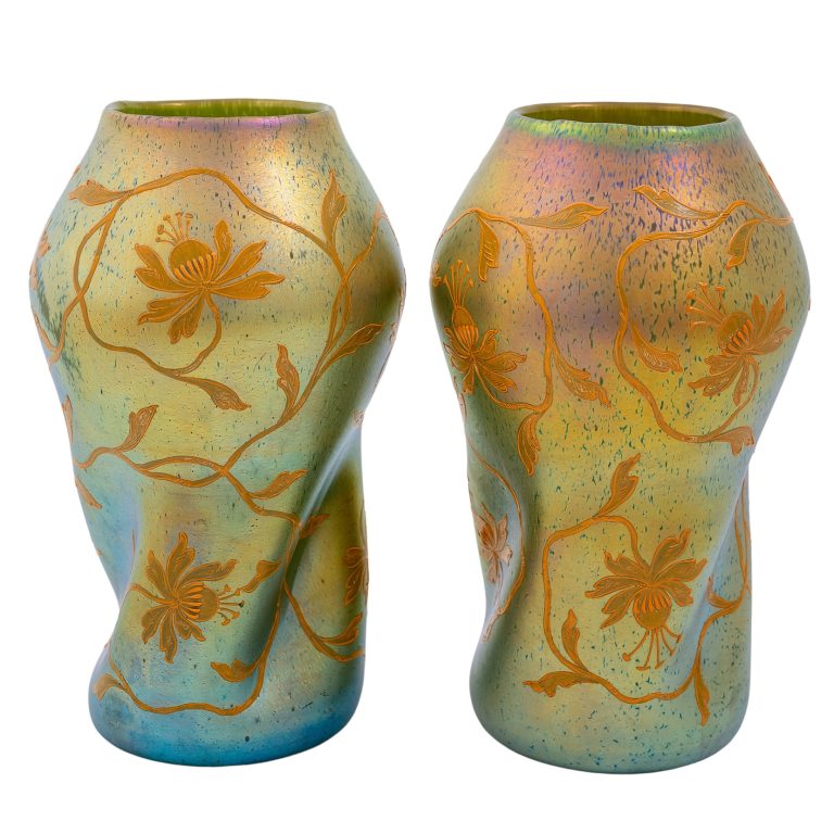 Pair of vases Johann Loetz Witwe decor Merkur ca. 1896-1908