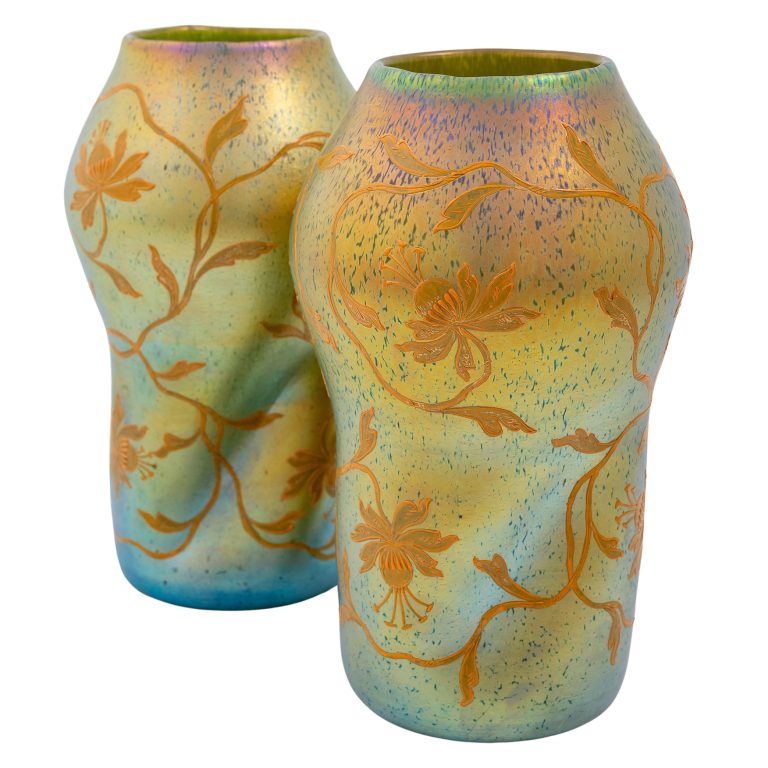 Pair of vases Johann Loetz Witwe decor Merkur ca. 1896-1908