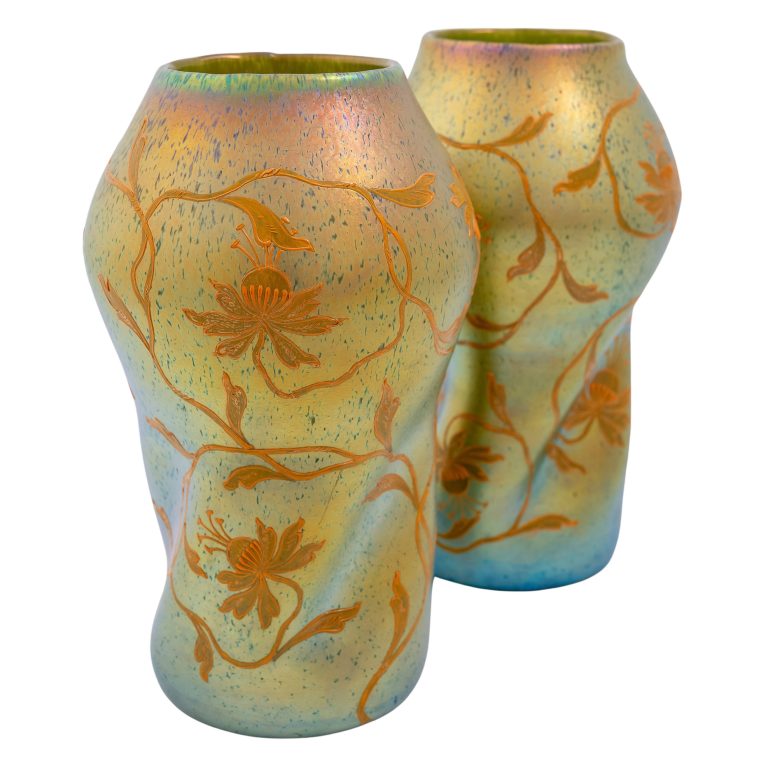 Pair of vases Johann Loetz Witwe decor Merkur ca. 1896-1908