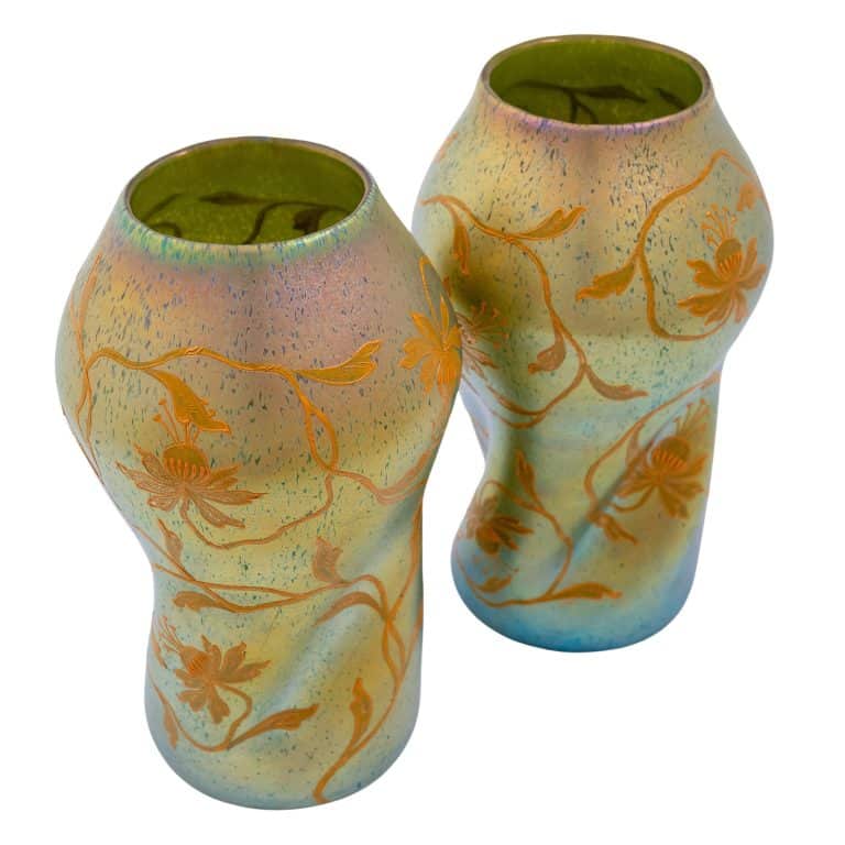 Pair of vases Johann Loetz Witwe decor Merkur ca. 1896-1908