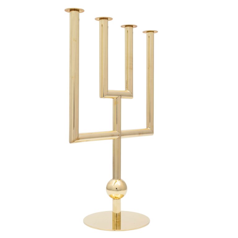 Four flame candelabrum Karl Hagenauer Werkstatte Hagenauer Vienna ca. 1930 brass marked