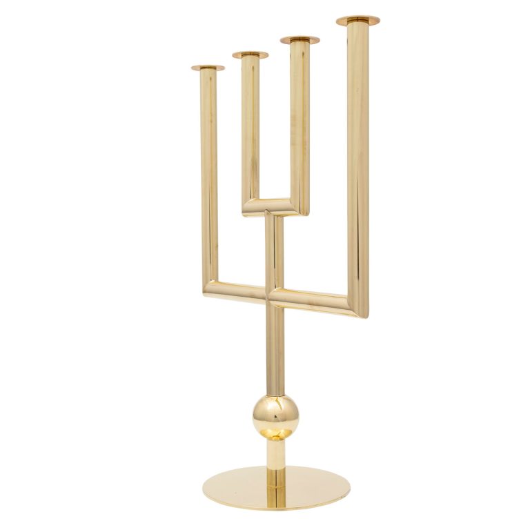 Four flame candelabrum Karl Hagenauer Werkstatte Hagenauer Vienna ca. 1930 brass marked