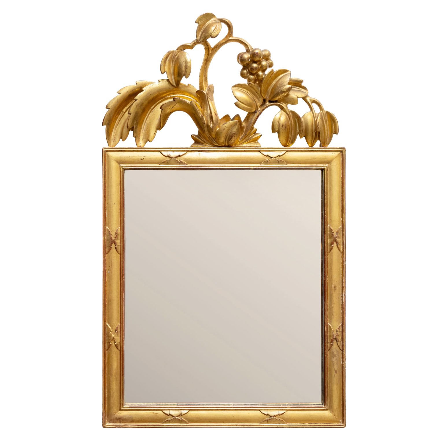 Mirror with floral decor Dagobert Peche Max Welz for Wiener Werkstatte ca. 1922 limewood gilded