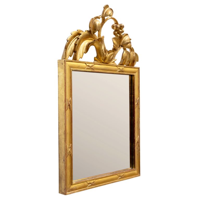 Mirror with floral decor Dagobert Peche Max Welz for Wiener Werkstatte ca. 1922 limewood gilded