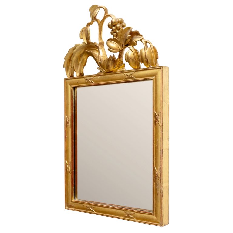 Mirror with floral decor Dagobert Peche Max Welz for Wiener Werkstatte ca. 1922 limewood gilded