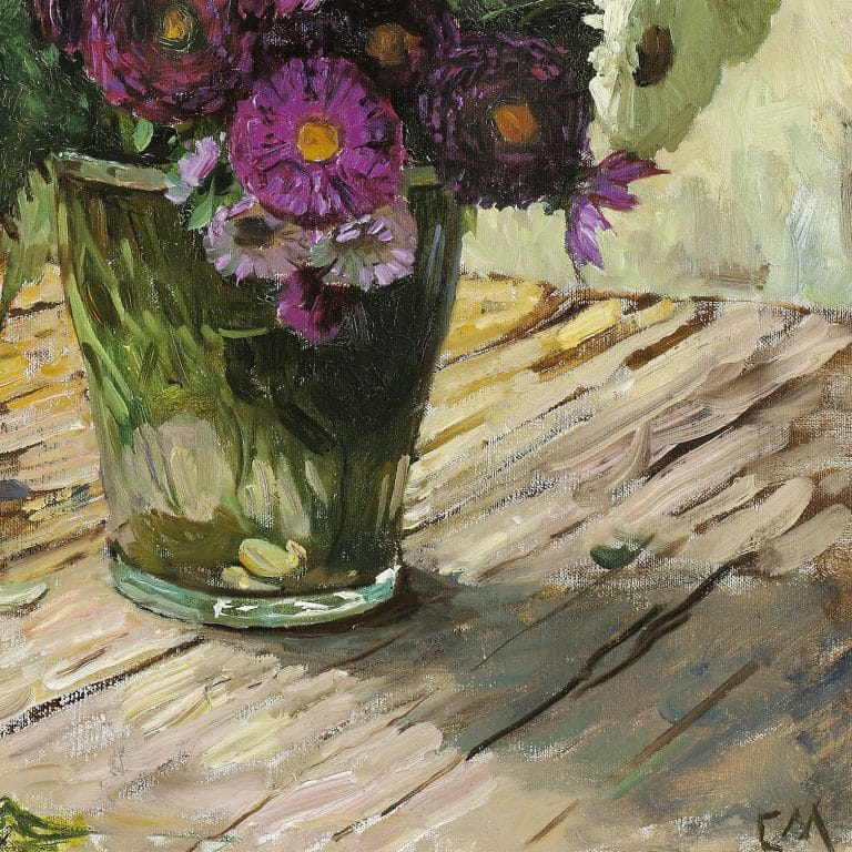 Carl Moll Still Life with asters ca. 1015 oil on canvas signed