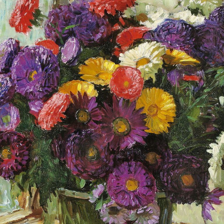 Carl Moll Still Life with asters ca. 1015 oil on canvas signed