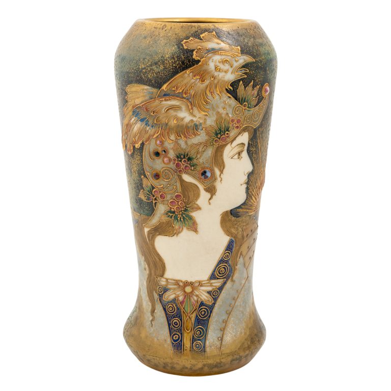 Porträtvase "Allegorie Frankreichs" Nikolaus Kannhäuser Amphora-Werke um 1902 Elfenbeinporzellan markiert