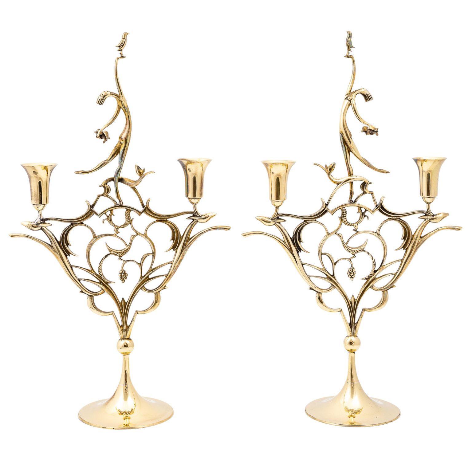 Pair of candlesticks model "Diana" Karl Hagenauer Werkstatte Hagenauer ca. 1928 cast brass marked