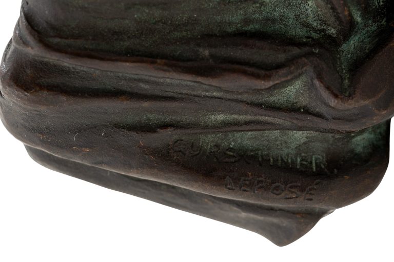 Schale Kniende Frau mit fließendem Gewand Gustav Gurschner um 1902 Bronze signiert