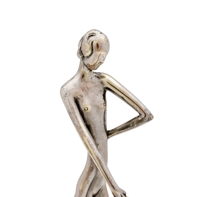 Woman with panther Franz Hagenauer Werkstatte Hagenauer Wien ca. 1932 brass nickel-plated fine wood marked