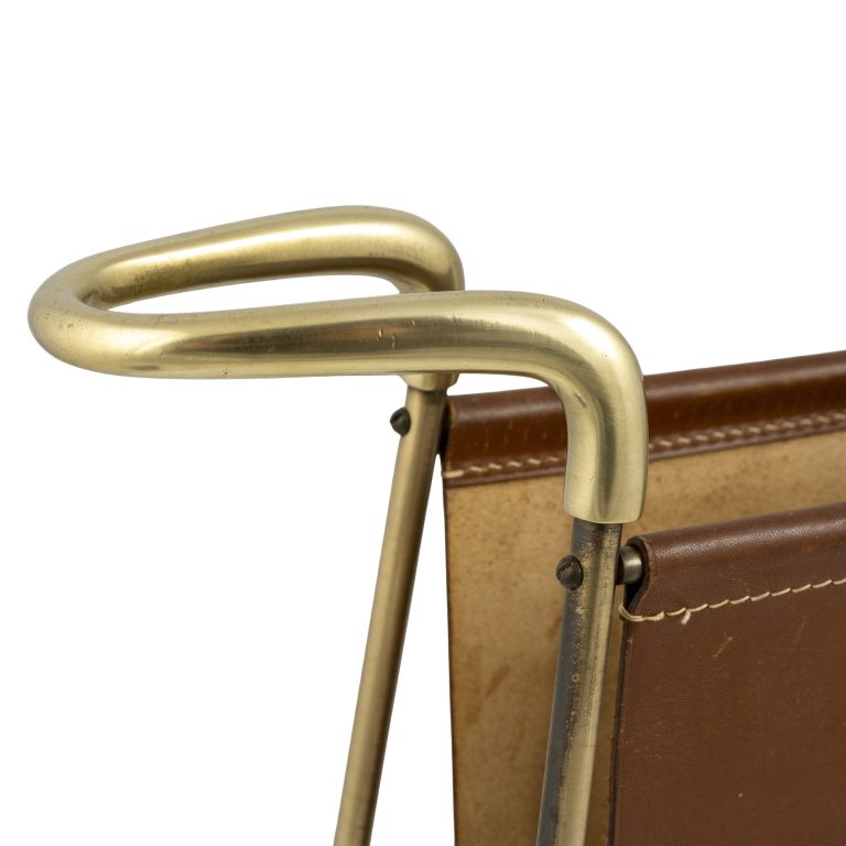 Newspaper rack Carl Auböck II ca. 1938 brass leather