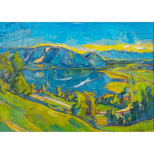 Carl Unger Lake Ossiach 1945 oil on canvas signed