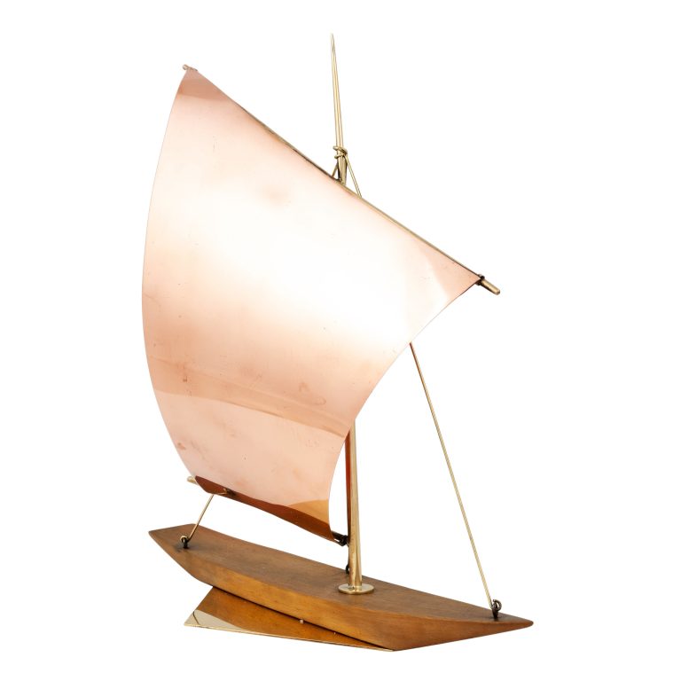 Sailboat Werkstätte Hagenauer Wien ca. 1939 wood brass copper marked