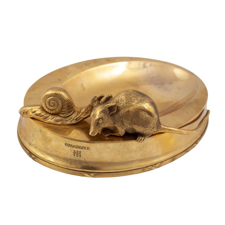 Bronze bowl with mouse and snail Gustav Gurschner K.K. Kunst-Erzgießerei Wien ca. 1907bronze signend marked