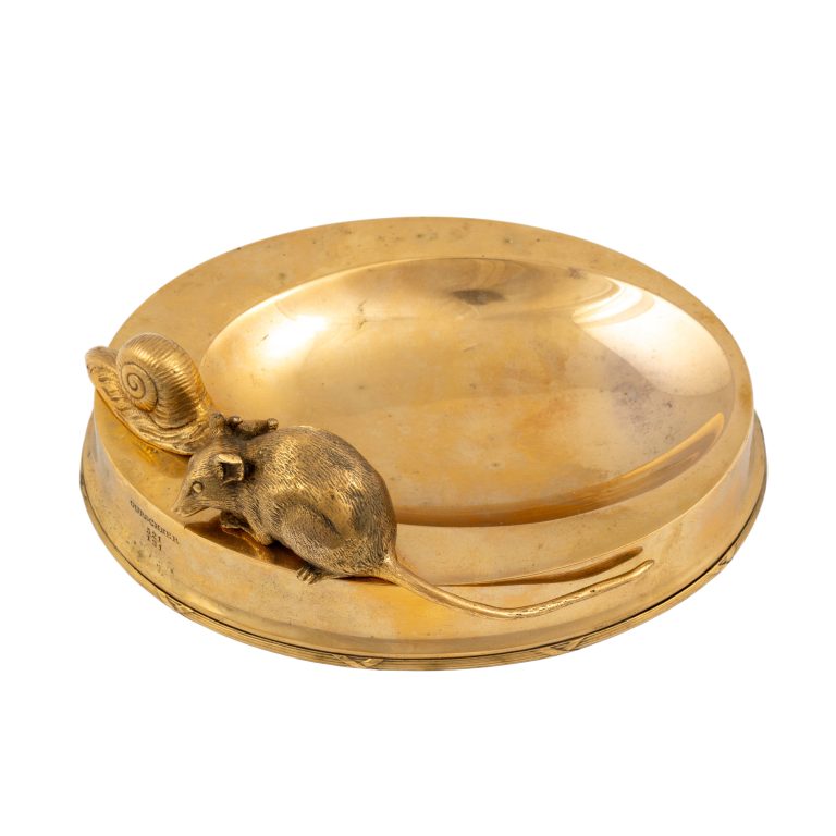 Bronze bowl with mouse and snail Gustav Gurschner K.K. Kunst-Erzgießerei Wien ca. 1907bronze signend marked