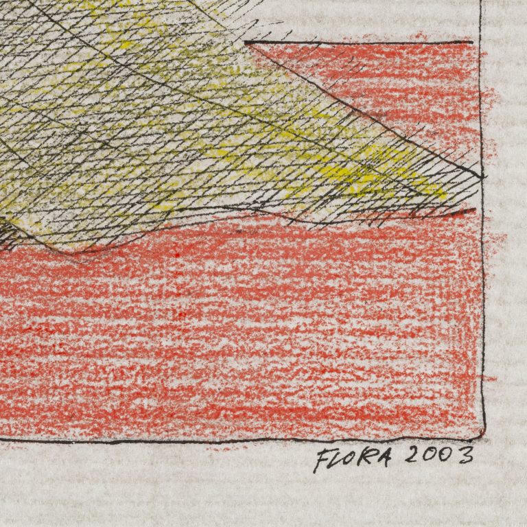 Paul Flora "Die Liebhaber II" 2003 Tuschfeder Farbstifte auf Papier signiert datiert