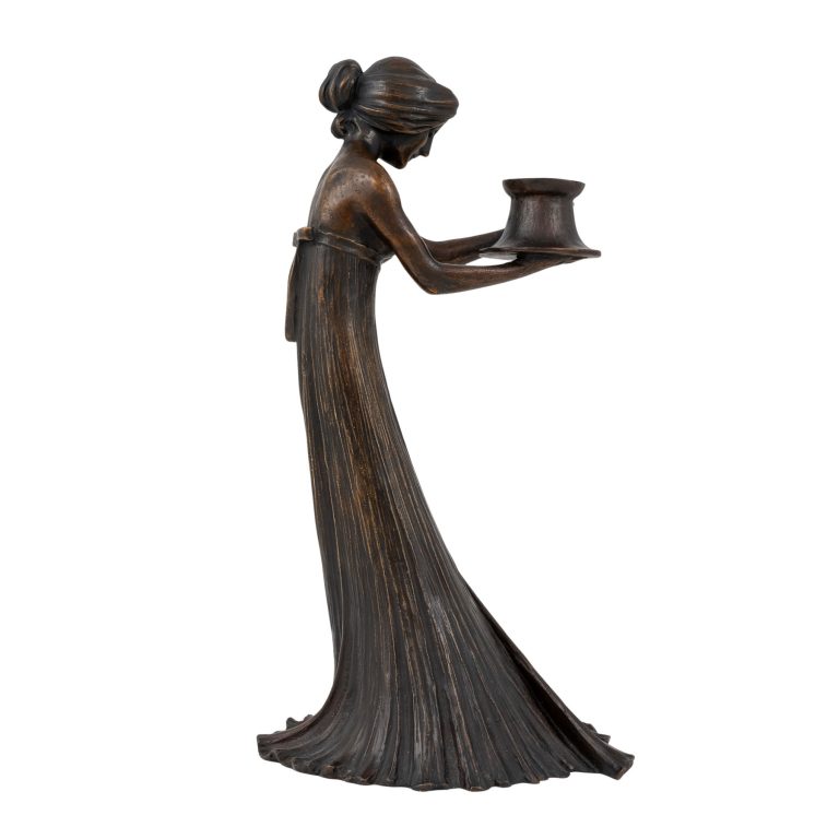 Figural candle holder "Leuchterweibchen" Gustav Gurschner ca. 1900 bronze signed