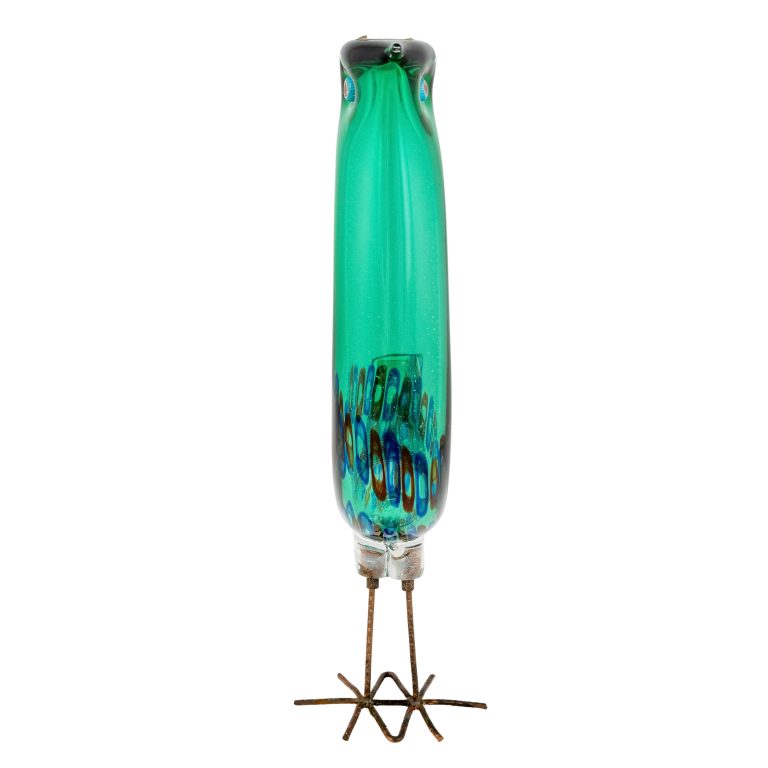 Pulcino grün Alessandro Pianon Vetreria Vistosi Murano um 1961 Glas und Kupferdraht