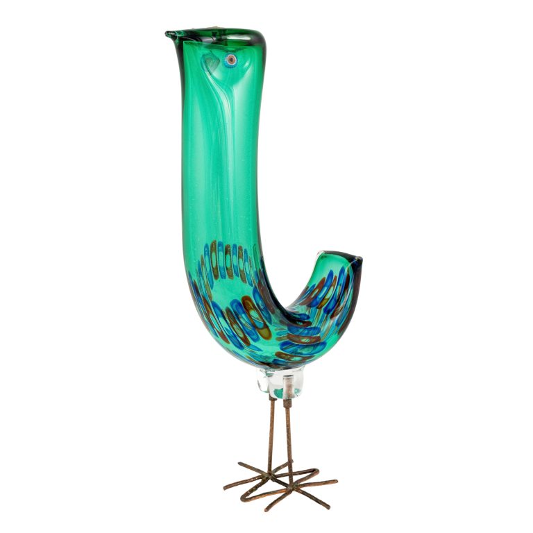 Pulcino grün Alessandro Pianon Vetreria Vistosi Murano um 1961 Glas und Kupferdraht
