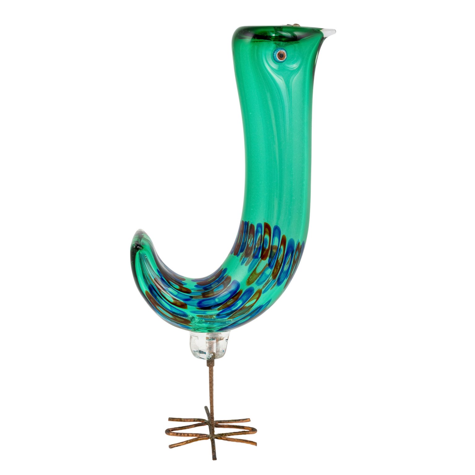 Pulcino green Alessandro Pianon Vetreria Vistosi Murano ca. 1961 glass and copper wire