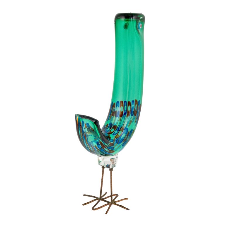 Pulcino grün Alessandro Pianon Vetreria Vistosi Murano um 1961 Glas und Kupferdraht