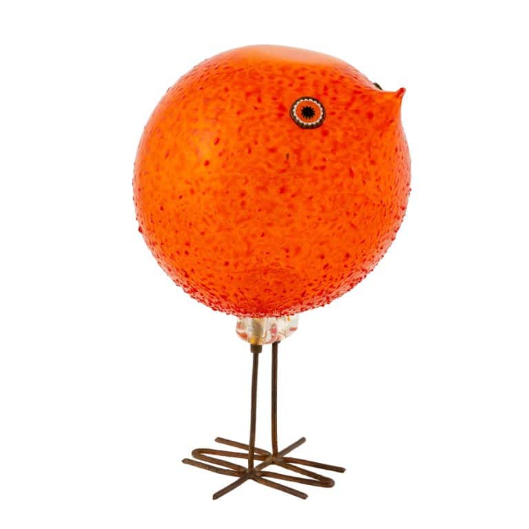 Pulcino orange Alessandro Pianon Vetreria Vistosi Murano um 1961 Glas und Kupferdraht