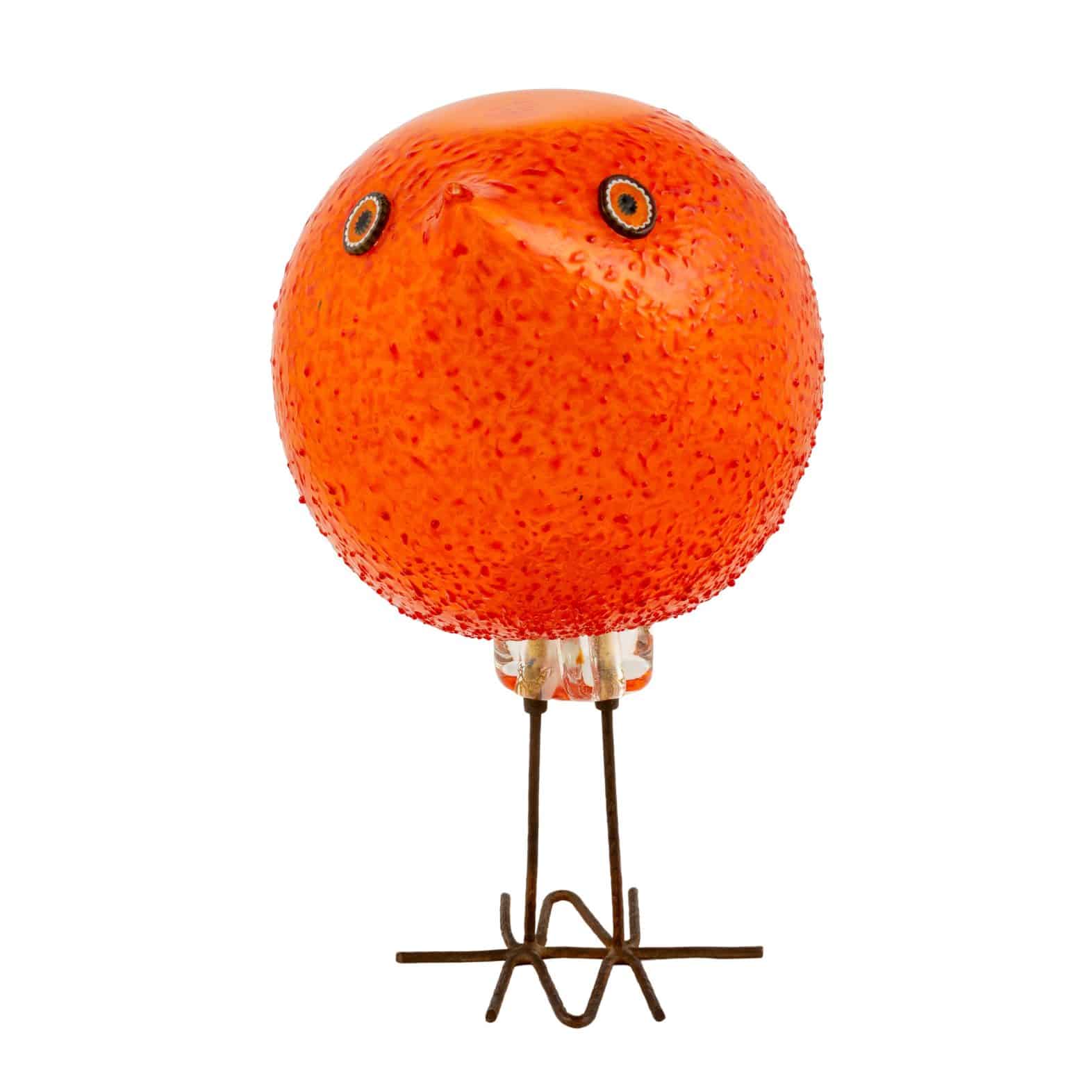 Pulcino Alessandro Pianon Vetreria Vistosi Murano ca. 1961 orange glass and copper wire