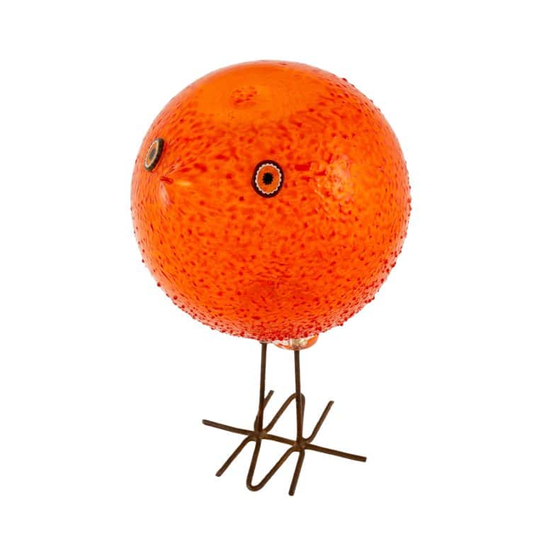 Pulcino orange Alessandro Pianon Vetreria Vistosi Murano um 1961 Glas und Kupferdraht