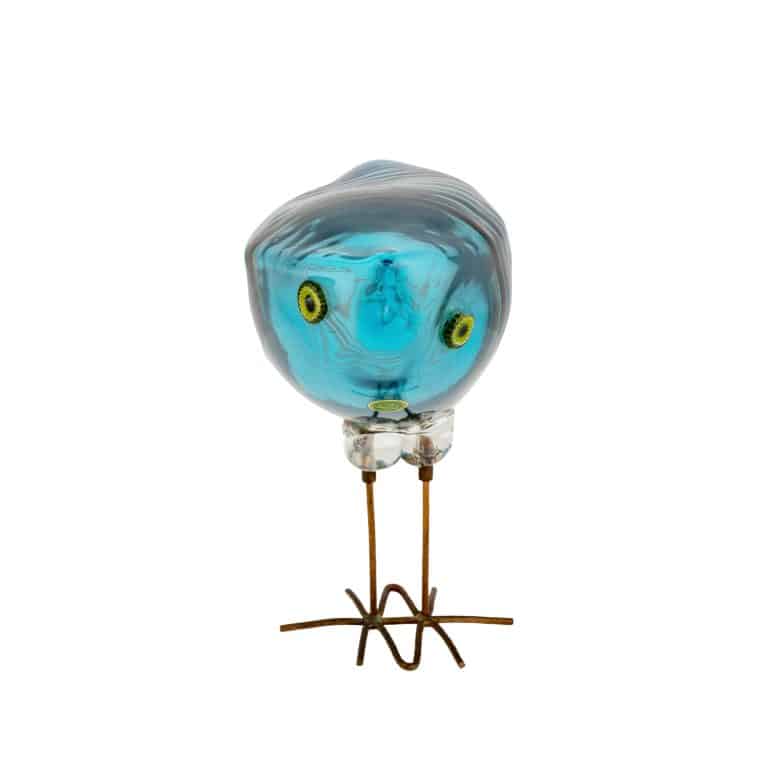 Pulcino blau Alessandro Pianon Vetreria Vistosi Murano um 1961 Glas und Kupferdraht